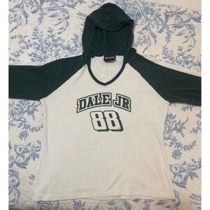 Vintage Chase Authentics NASCAR Dale Earnhardt Jr 88 Hoodie Shirt Green White